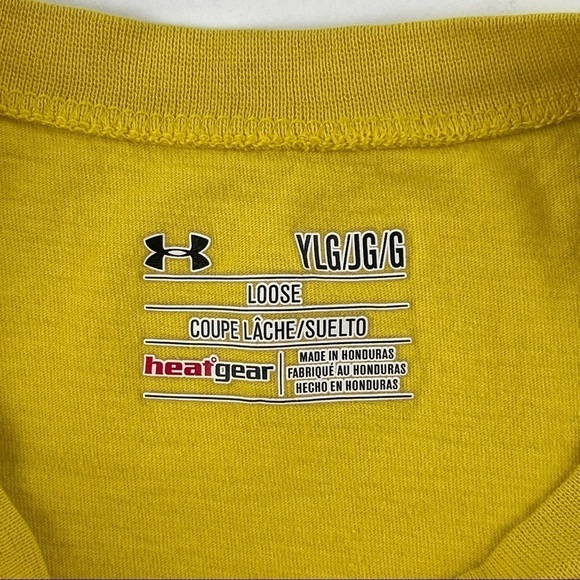 Under Armou Tshirt Boys Youth Large Yellow Loose Fit Heat Gear - Picture 2 of 6